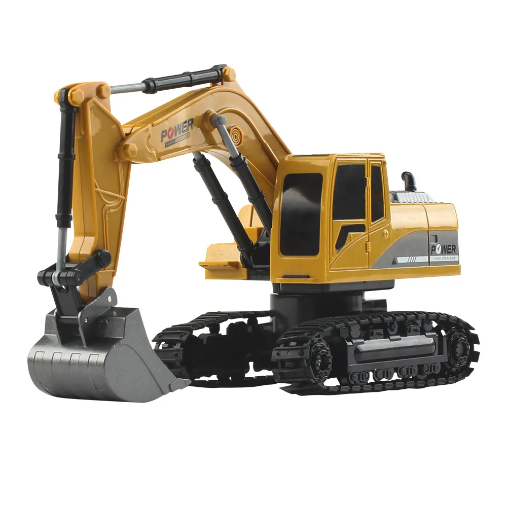 1:24 RC Excavator Alloy Crawler Remote Control Four-Wheel Drive 6CH Lighting Sound Effect One-Button Demonstration Toys Gifts