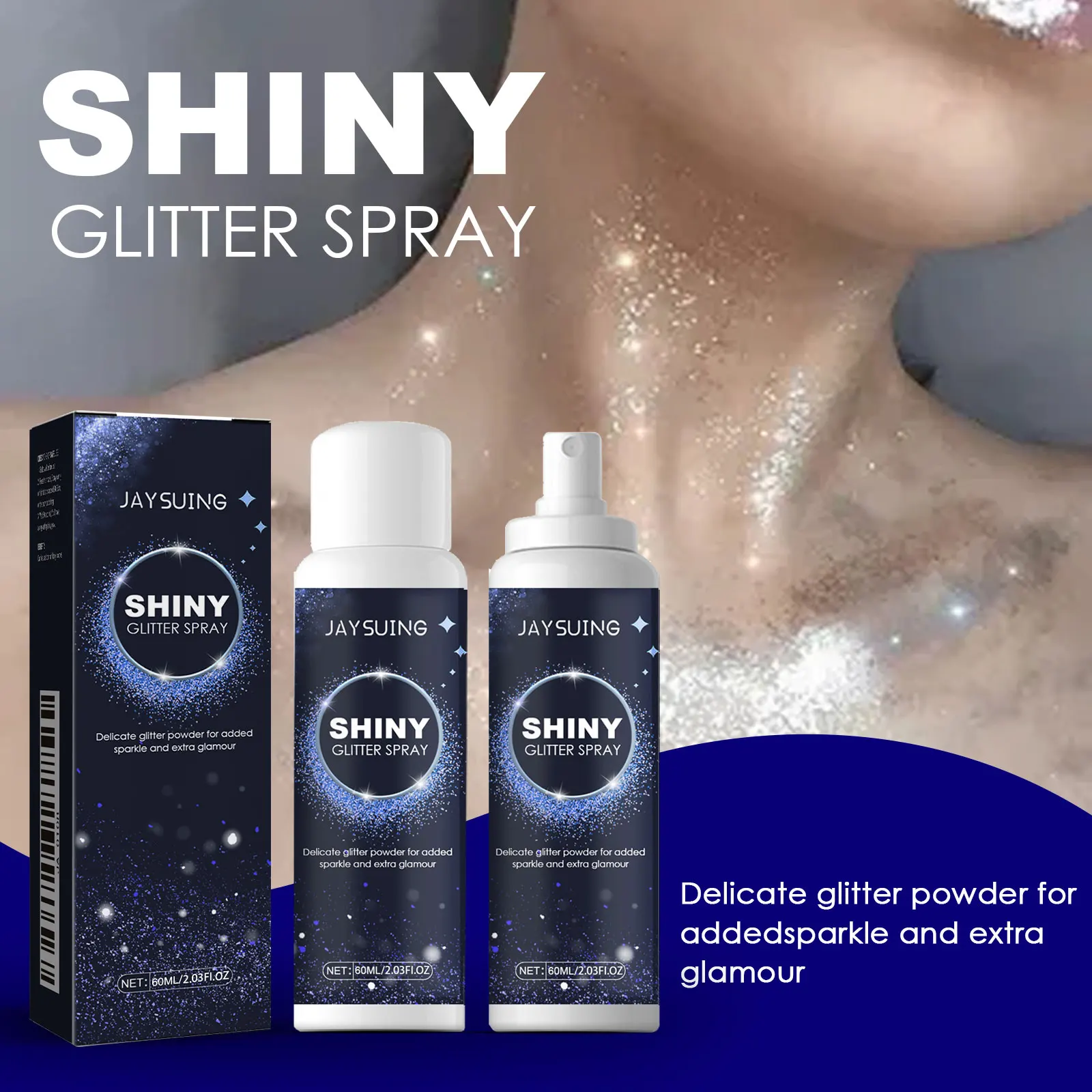 1-3Pcs Body Shiny Glitter Spray Shimmer Waterproof Highlighter Powder Glitter Spray for Hair Body Clothing Nightclub Prom Party