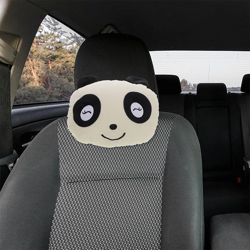 

Adorable Panda Car Headrest Pillow Memory Foam Neck Support Cushion Adjustable Height Removable Cover For Driving Travel Office