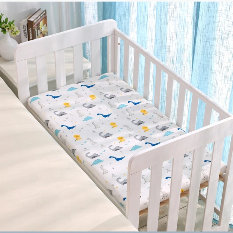 F19F Baby Fitted Sheet Newborn Cotton Soft Crib Bed Sheet Children Mattress Cover Protector Cartoon Printed Cot Pad Cover