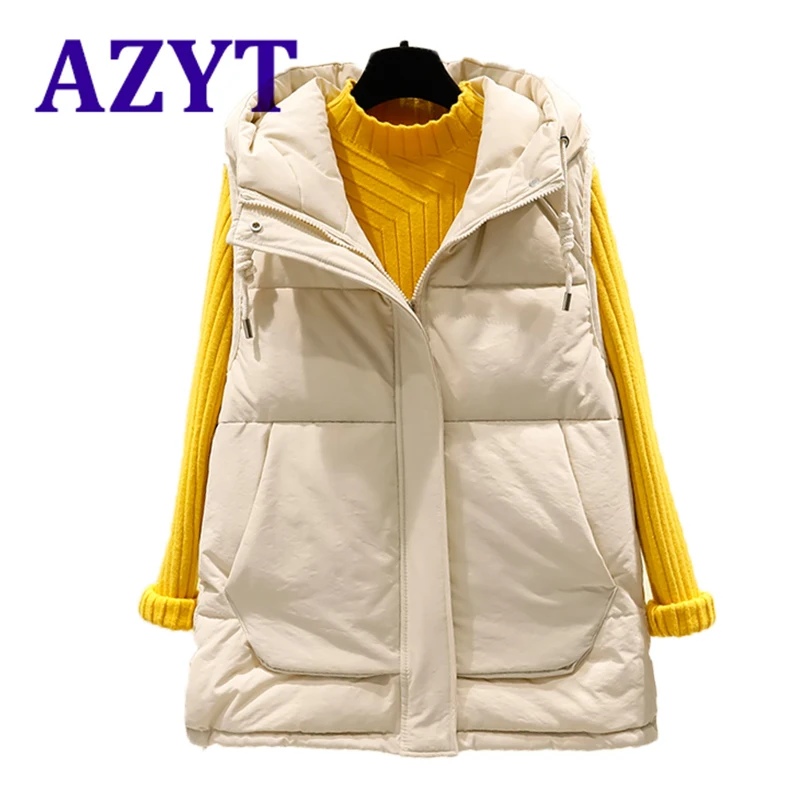 winter warm Vest Women Fashion Hooded Cotton Waistcoat Casual Winter Sleeveless Jacket female outwear