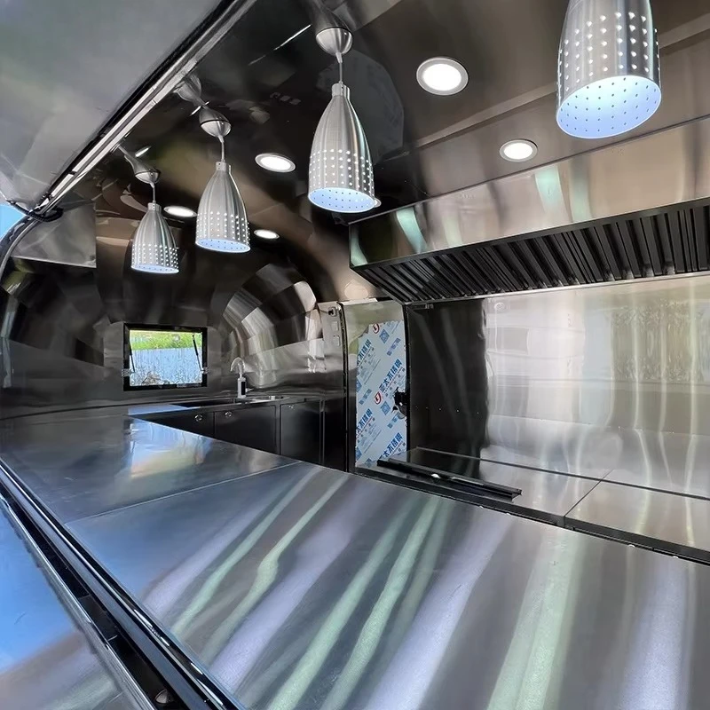 Commercial Mobile Kitchen Van Fast Food Trailer Mobile Tacos Truck Concession Trailer BBQ Food Truck