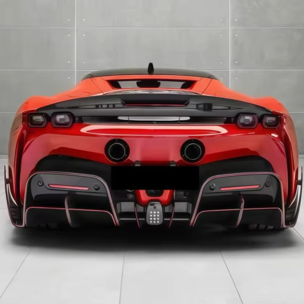 Dry Carbon Fiber M-style High-pressure Treated High-quality Rear Bumper Diffuser for Ferrari SF90 Body Kit