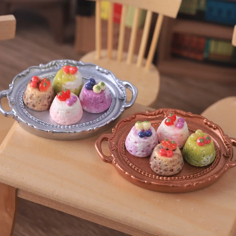 5pcs Mini Mixed Fruit Cream Ice Cream Cake Miniature Food Model DIY Cream Glue Resin Charms Craft Supplies Desktop Decor