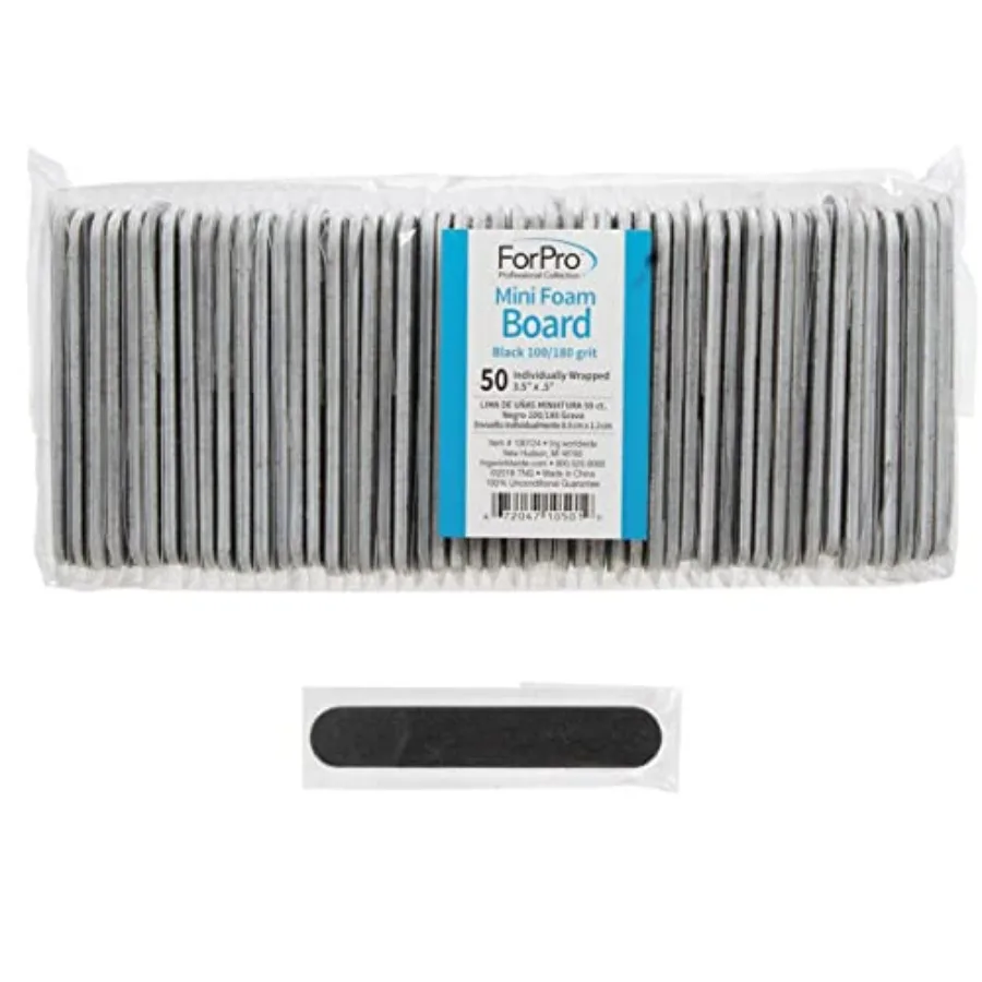 

ForPro Professional Collection Mini Foam Board,,, Double-Sided Manicure Nail File, Individually-Wrapped, 3.5" L x.5" W, 50-Coun