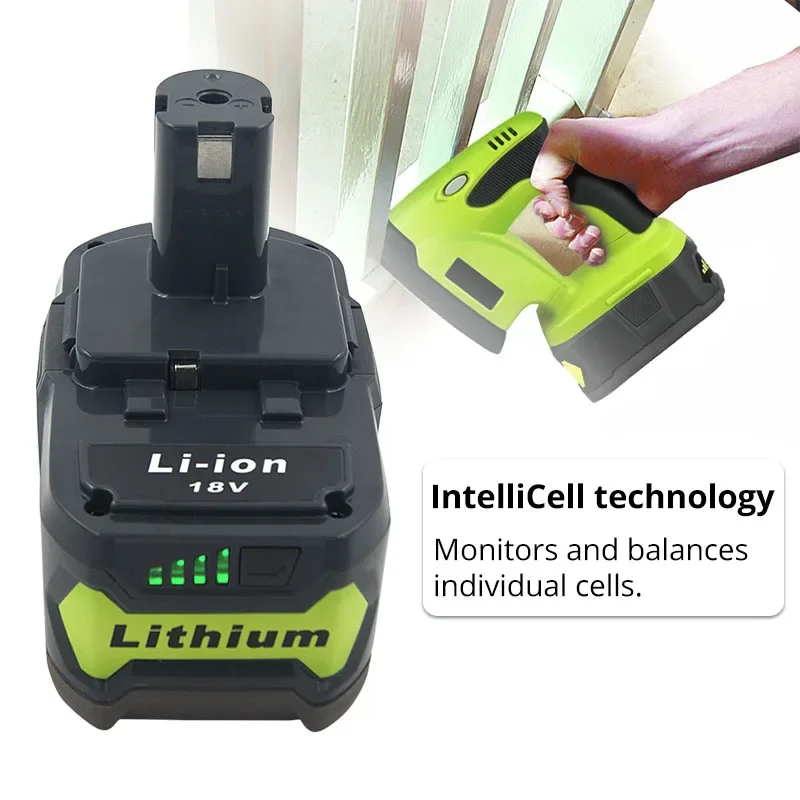 8.0/6.0Ah 18V Li-ion Rechargeable Battery for Ryobi ONE+ P108 P107 P122 P104 P105 P102 P103 P109 RB18L25 RB18L40 Cordless drills