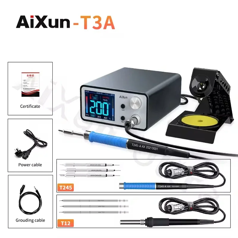 AIXUN T3A Intelligent Soldering Station with Electric Soldering Iron T12 T245 Handle Welding Tip for PCB Mohterboard Repair Tool