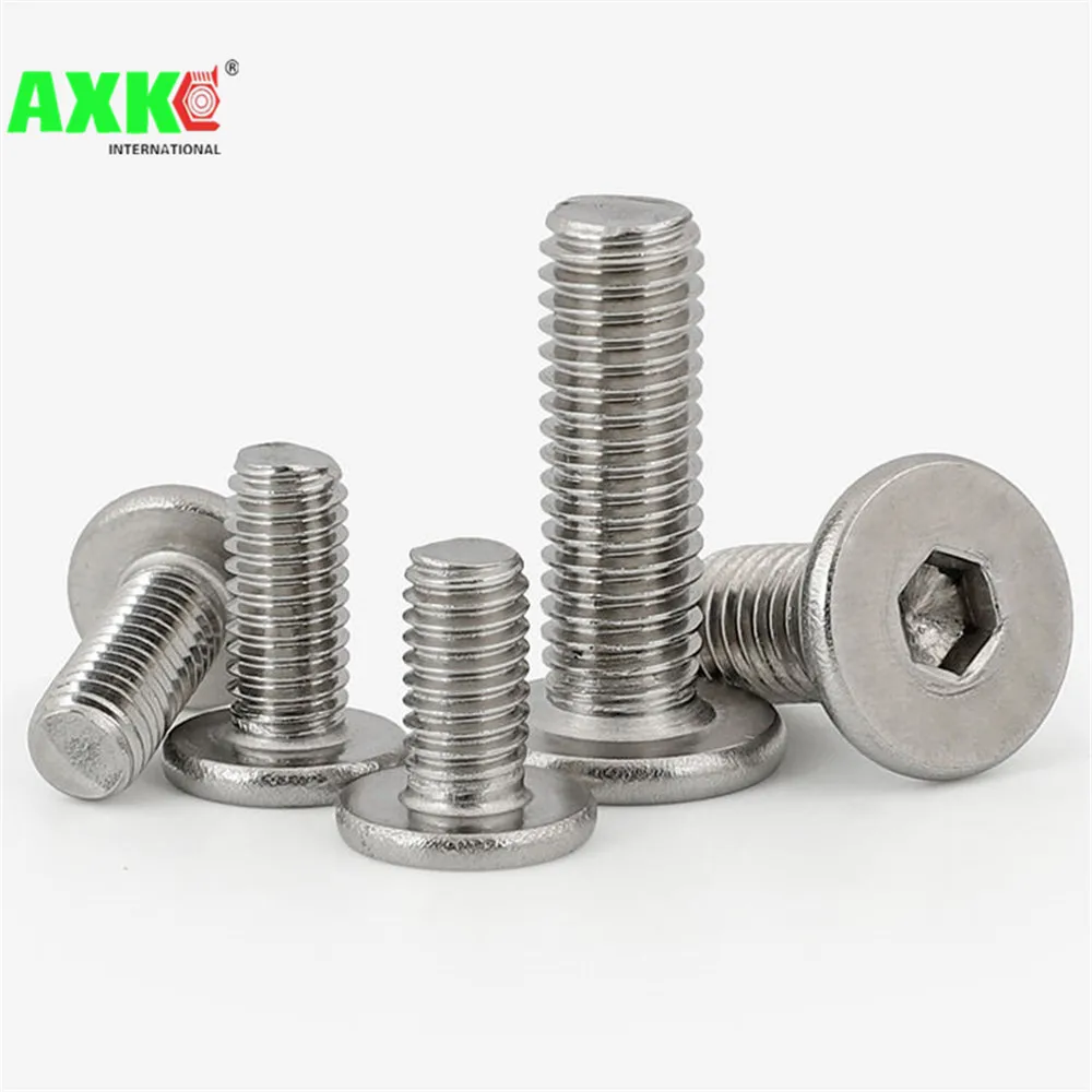 5/50pcs CM M2 M2.5 M3 M4 M5 M6 M8 A2-70 304 Stainless Steel Hex Hexagon Socket Ultra Thin Super Low Flat Wafer Head Screw Bolt