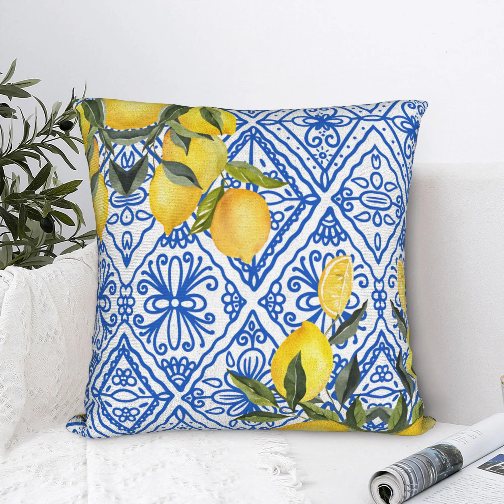 Fruit Lemon  Pillow Cover  Retro Trendy Pillow Case For Couch Sofa Bedroom Print Pillowcases Birthday Present