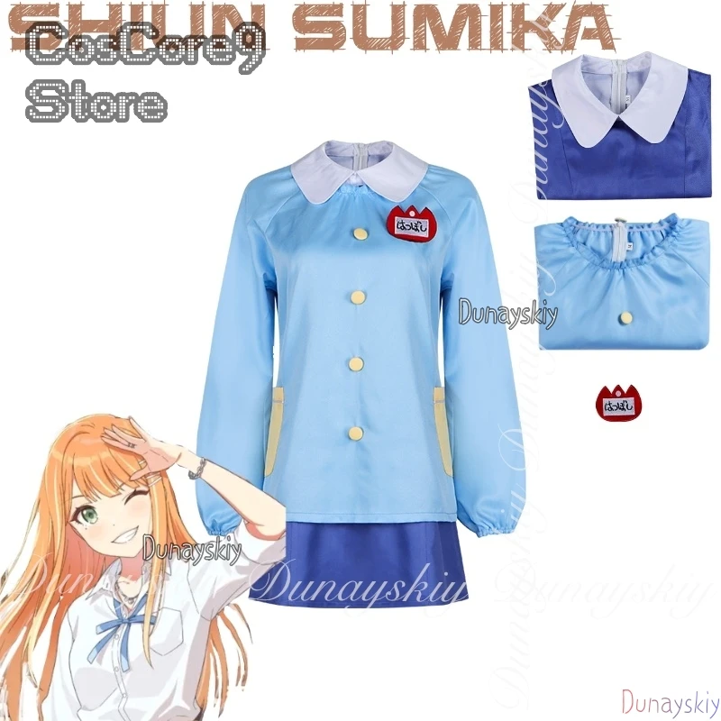 

THE IDOLM@STER Game Shiun Sumika Косплей Spice Girl Idol с оранжевым длинным париком с синей униформой Косплей 코스프레 Полный комплект