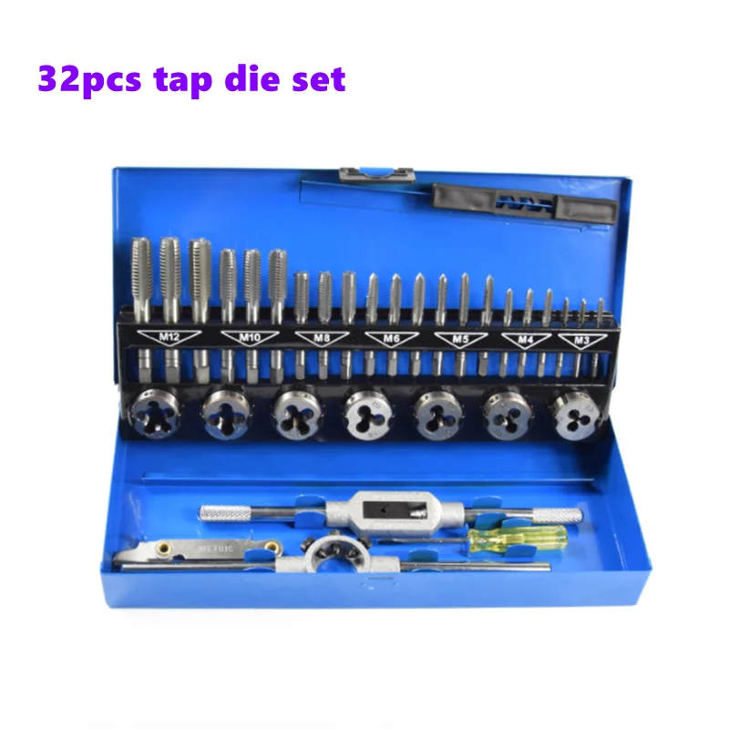 

8pcs/32pcs tap die set M3-M12 metric tap thread drilling repair tool set combination