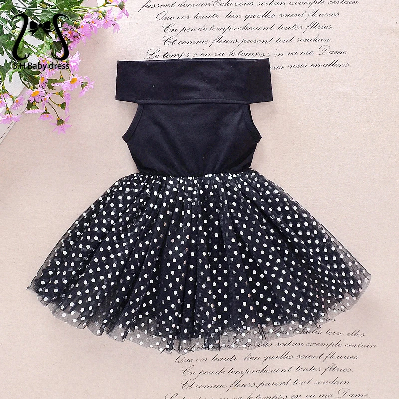 Summer Delicate Baby Girl Party Costume Stars Dots Children Clothing Princess Evening Dress One Shoulder Dresses 1-4 Y Toddler