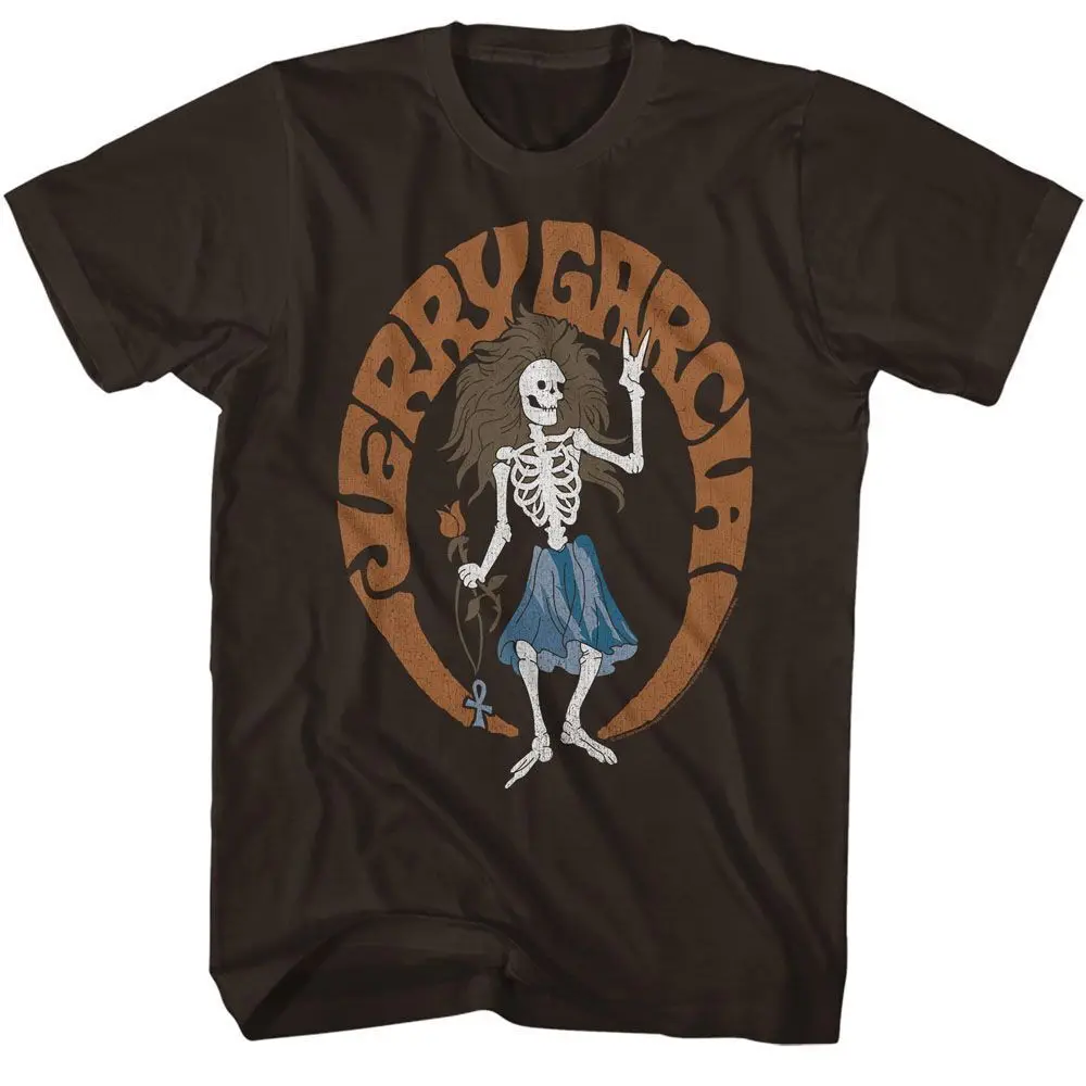 Jerry Garcia Skeleton Hippie Dark Chocolate Music Shirt