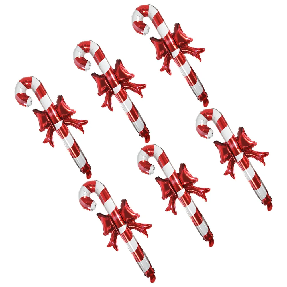 

6 Pcs Christmas Inflatable Stick Cane Candy Hand Held Balloon Decorations for Tree Exquisite Balloons Prop Bride