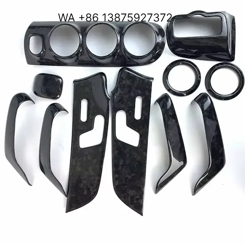 Wmwmnu 12Pcs Forged Carbon Fiber Car Interior Trim Kit Center Console Cover Inner Door Handle Air Vent for