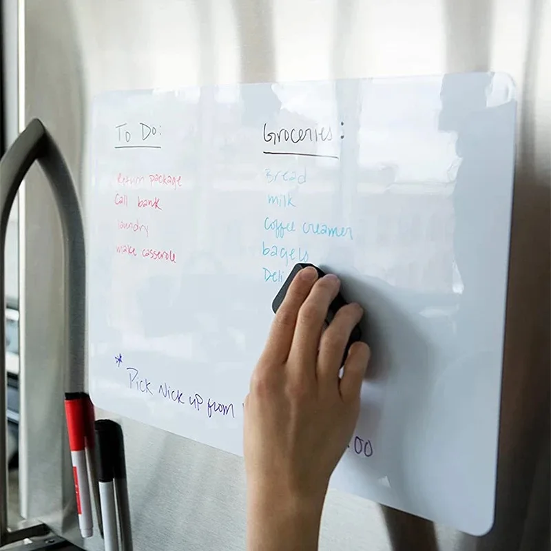 แม่เหล็กตู้เย็นไวท์บอร์ดแม่เหล็ก A3 A4 A5 DRY ERASE BOARD ตู้เย็น Erasable ยืดหยุ่น MARKER แผ่น KITCHEN Memo ร้านขายของชํา