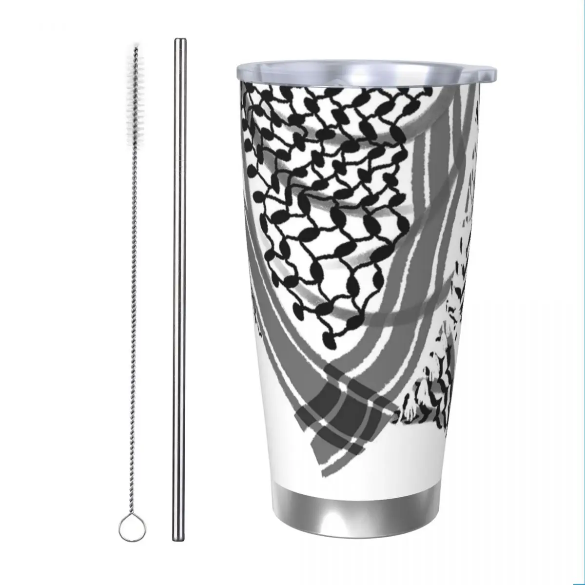 Keffiyeh-vaso aislado con tapa, taza térmica al vacío para exteriores, botella portátil para coche, 20oz