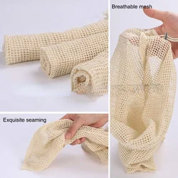 Reusable Cotton Mesh Produce Bags for Vegetable Fruit Food Kitchen Washable Grid Storage Bag Eco String bag Kitchen Organizer