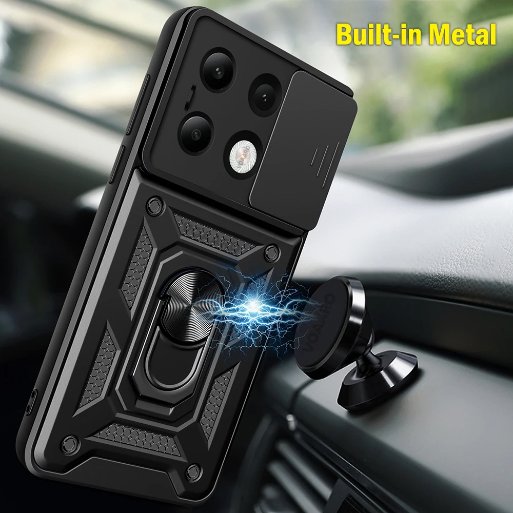 Slide Lens Camera Protection Funda for Redmi Note 13 4G Case for Xiaomi Redmi Note 13 Pro Plus Armor Case Ring Holder Cover