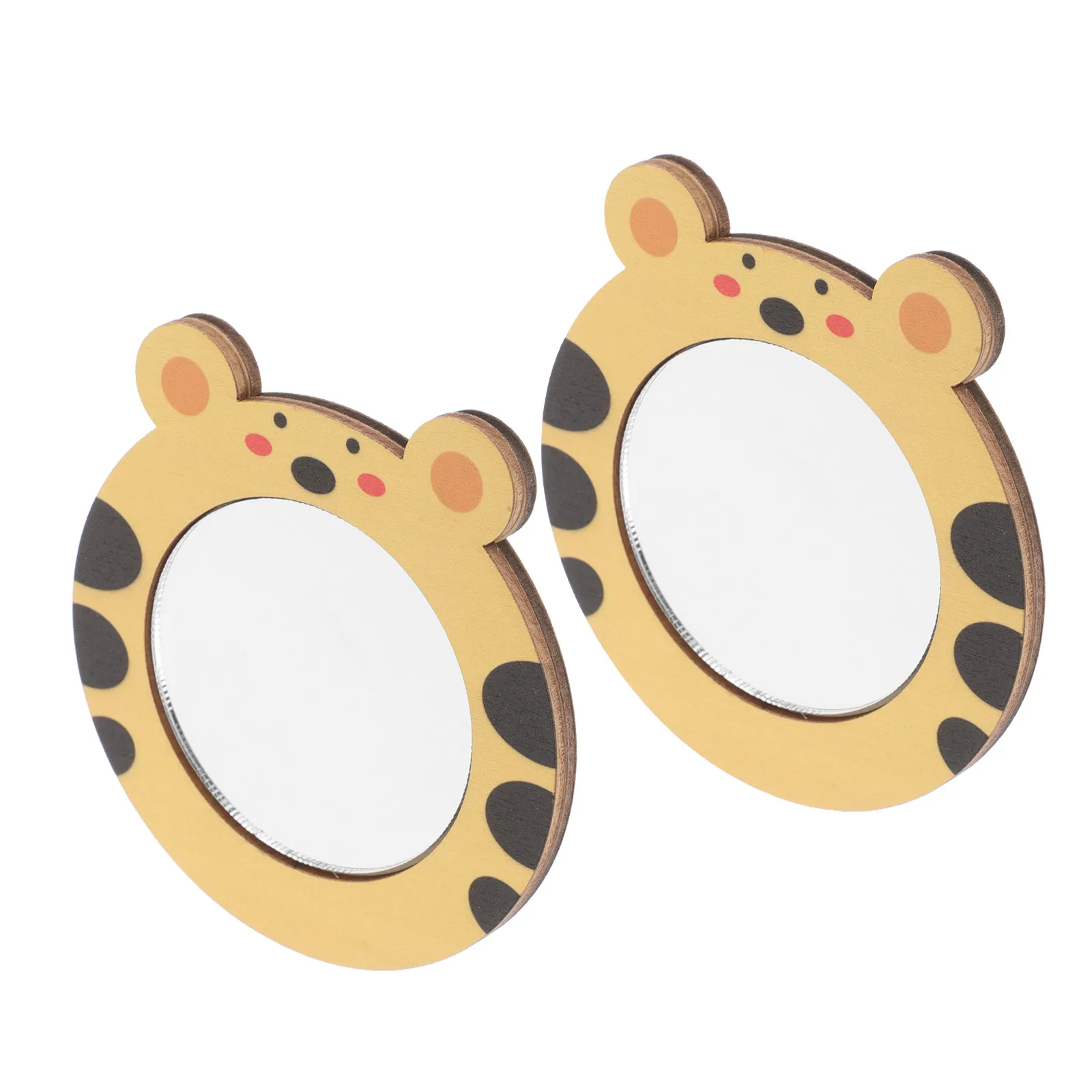 2Pcs Baby Bath Mirror Wooden Rounded Edges Safe Sensory Learning Cause Effect Cognitive Development Toddler Water Play Shower