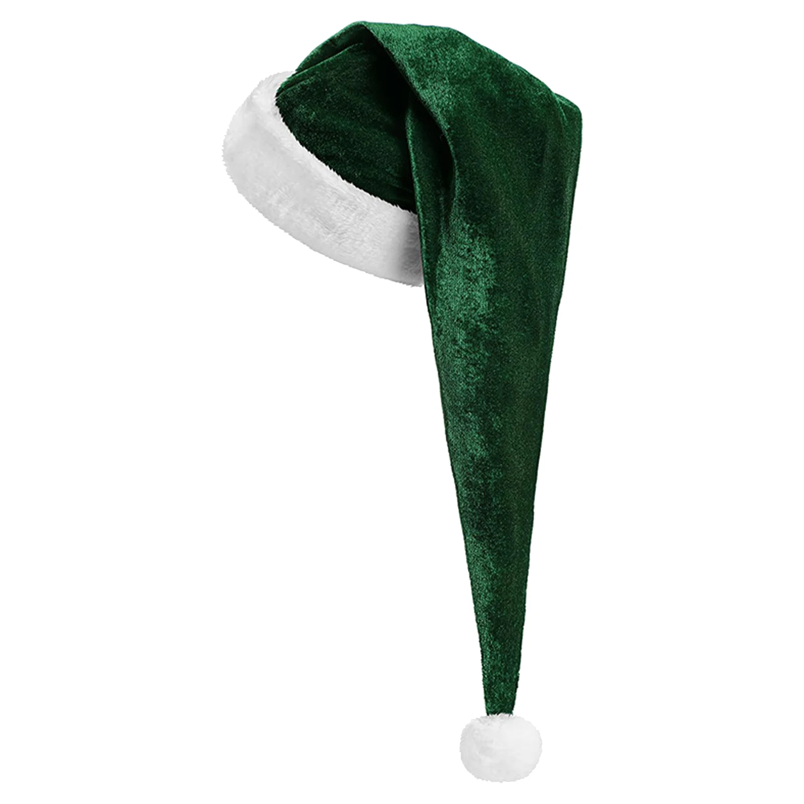 1Pc Christmas Hat Santa Hat for Adults Women Men Xmas Beanie Costume Plush Ball Cap for Christmas Party Supply