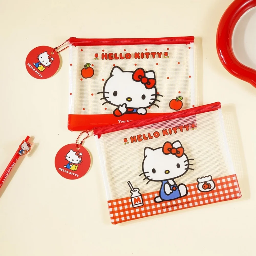 Genuine Sanrio Cartoon A5 Document Bag Hello Kitty Information Bags Zipper Transparent Storage Bag Student Supplies Girls Gifts