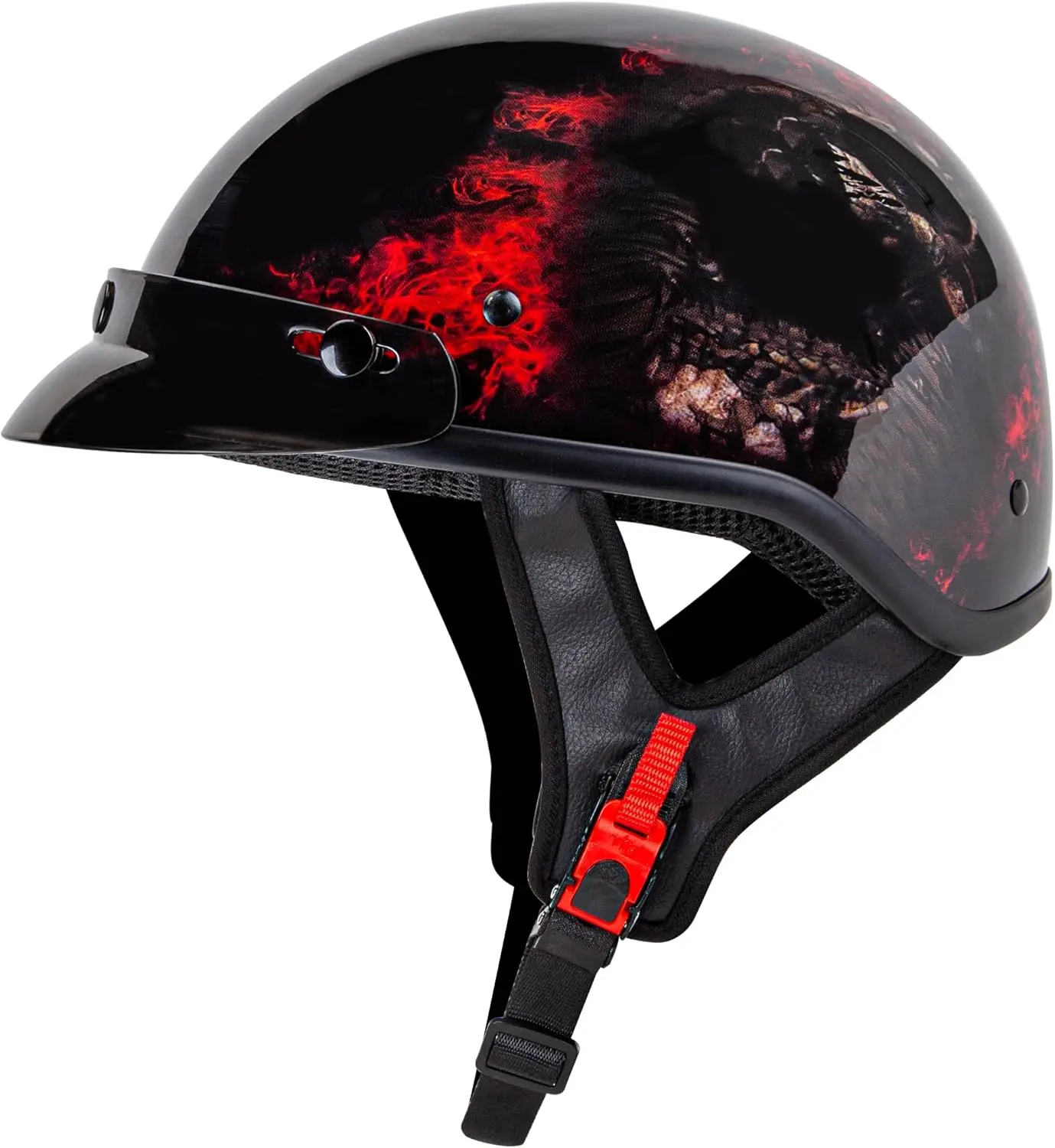 

Red Skull USA Graphics DOT Approved Half Face Helmet for Scooter Motorcycle ATV UTV Chopper Large Size