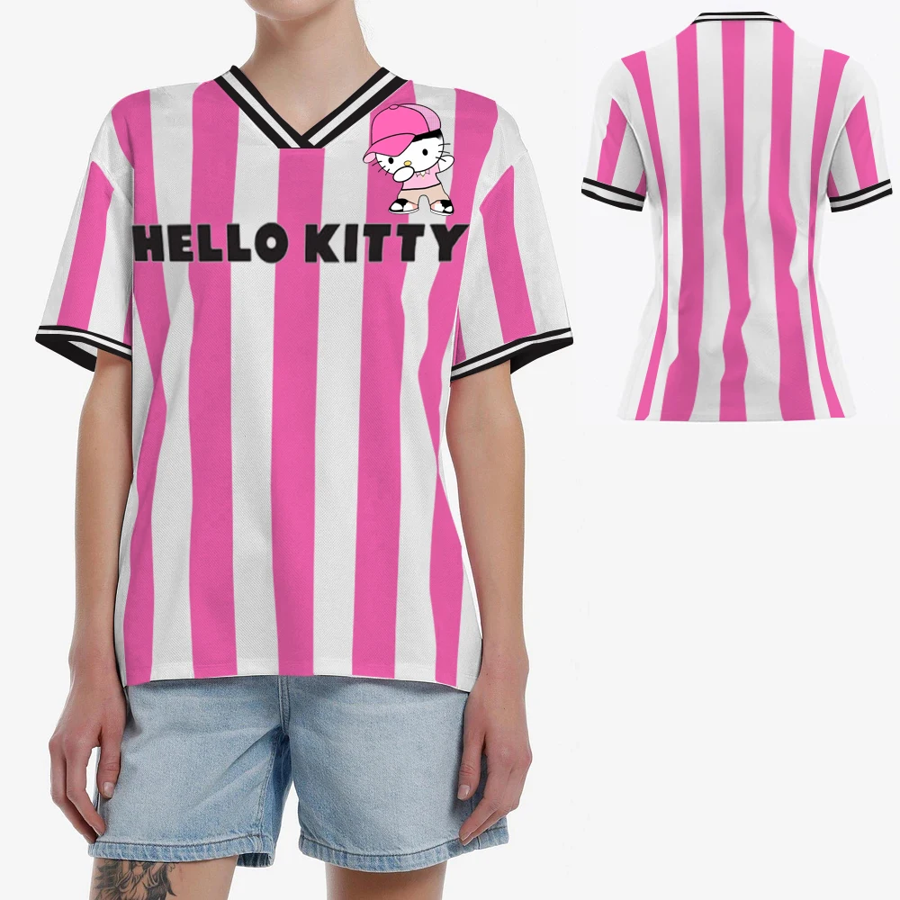 

Hello Kitty Argentine style T-shirt size 10 football jersey summer breathable quick drying training shirt women's loose top
