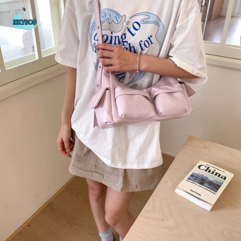 

Trend Y2K Retro Shoulder Bag Spicy Girl Korean Vintage Underarm Bag Handbag Fashion MotorcycleBag Girls