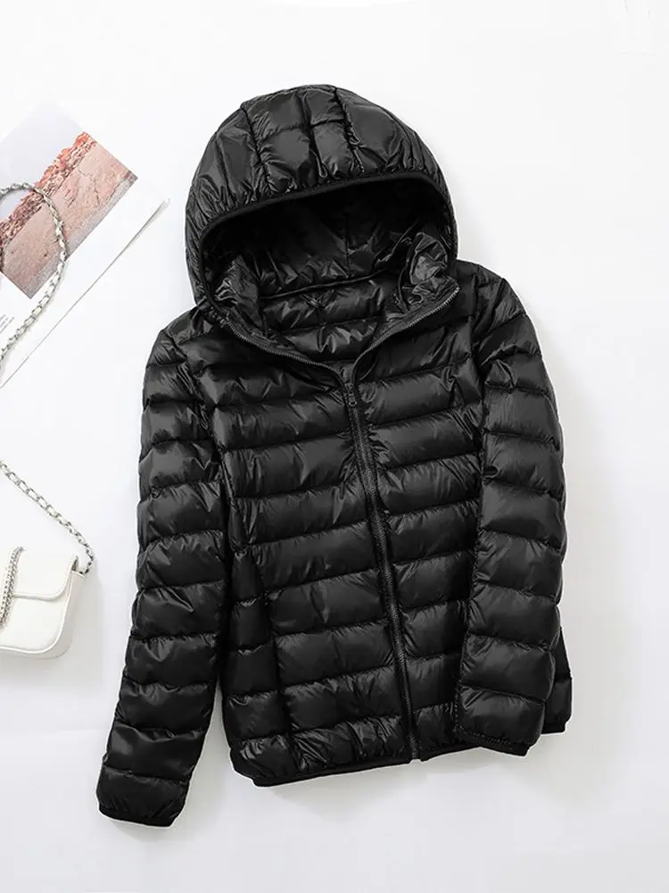 0-10℃ Women Puffer Winter Jackets Ultra Light Duck Down Jacket Fashion Warm Slim Hooded Down Coat for Women Portable Outerwear