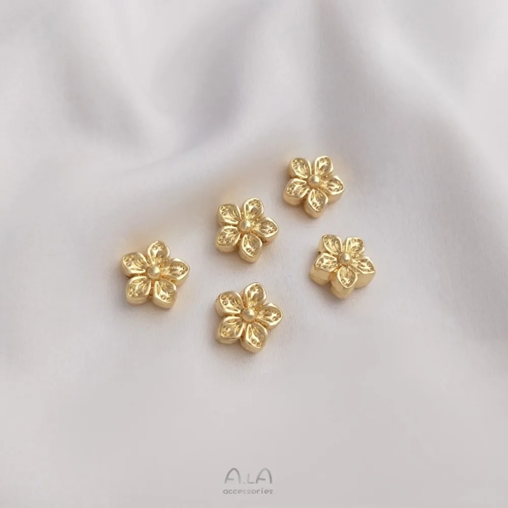 النحاس حبة 14K الذهب اللون زهر الخوخ نقل حبة اليدوية سوار ذاتي الصنع أقراط قلادة مجوهرات فضفاض الخرزة الملحقات