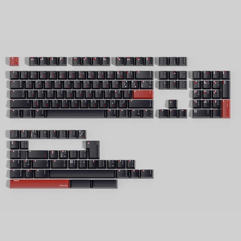 1 Set Clone WS x Jaekeyed Aka Haiiro Keycaps PBT Dye Sublimation Key Caps Cherry Profile Black Red Japanese Keycap For MX Switch