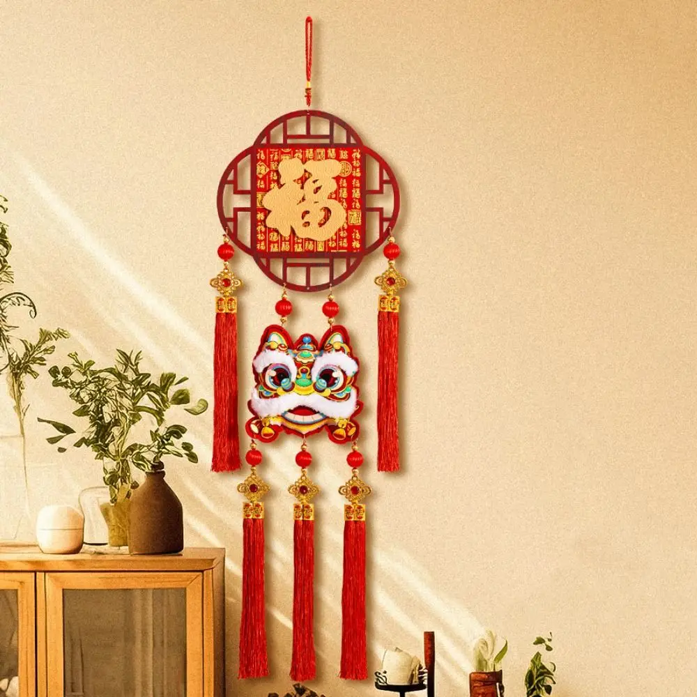 Double-sided Chinese New Year Decoration Traditional Reusable Spring Festival Pendants with Tassel Good Fortune