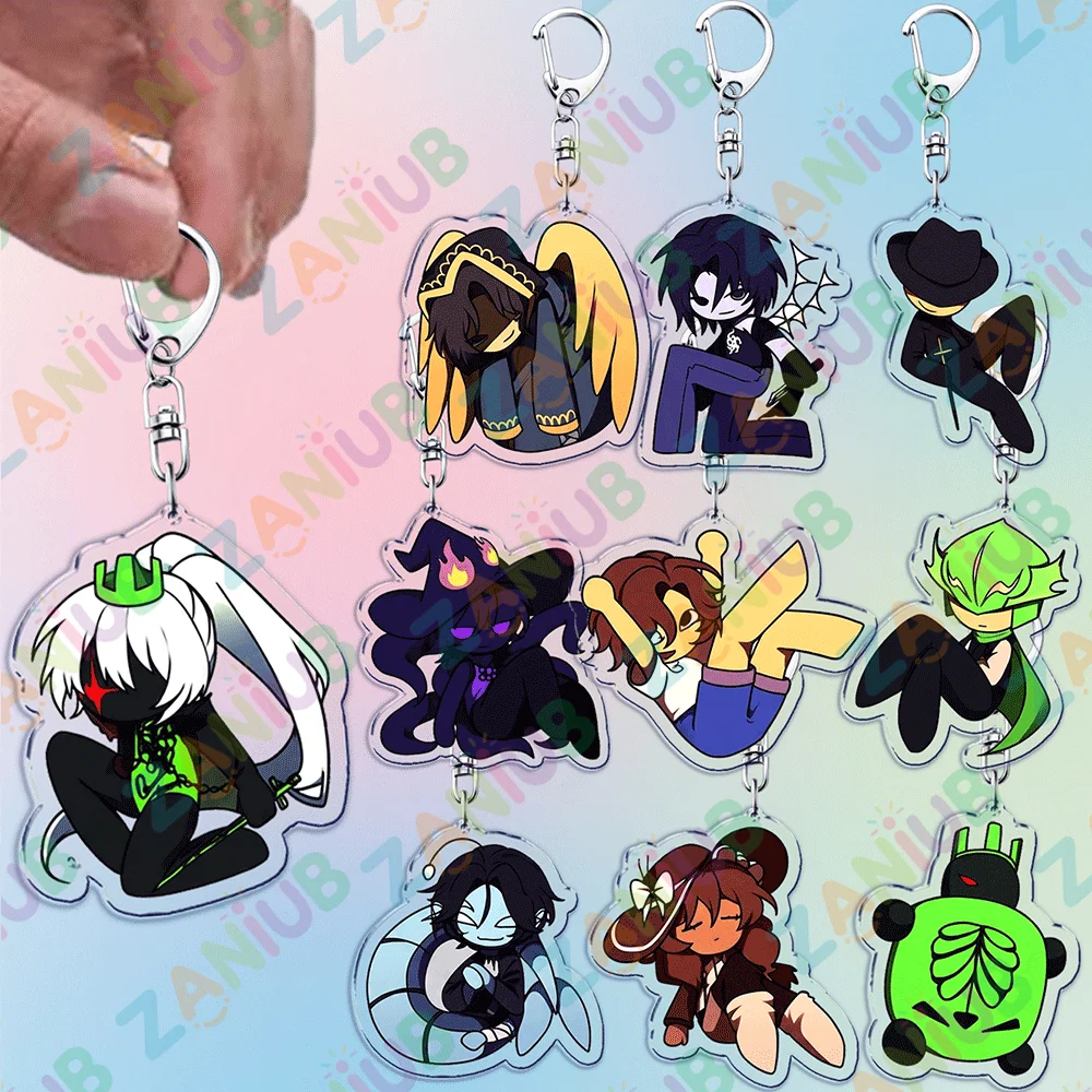 Claiss Anime Chibi Acrylic Keychain Cute Horror Game Character Key Ring Bag Charm Backpack Pendant Gamer Gift