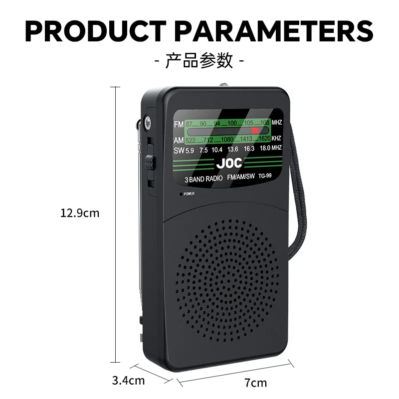 Mini Radio Portátil FM/AM/SW Radio Multibanda Radio Full-band All-canal Pequeña