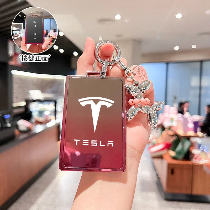 Модный чехол для ключей от автомобиля, держатель для карт, брелок с медведем для Tesla Model S X Model 3 Y Roadster Cybertruck P90D P100D