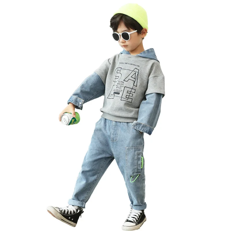 Boys Autumn Suit 2024 New Korean Version Fashion Pullover Spring Children\'s Two-Piece Top + Pants