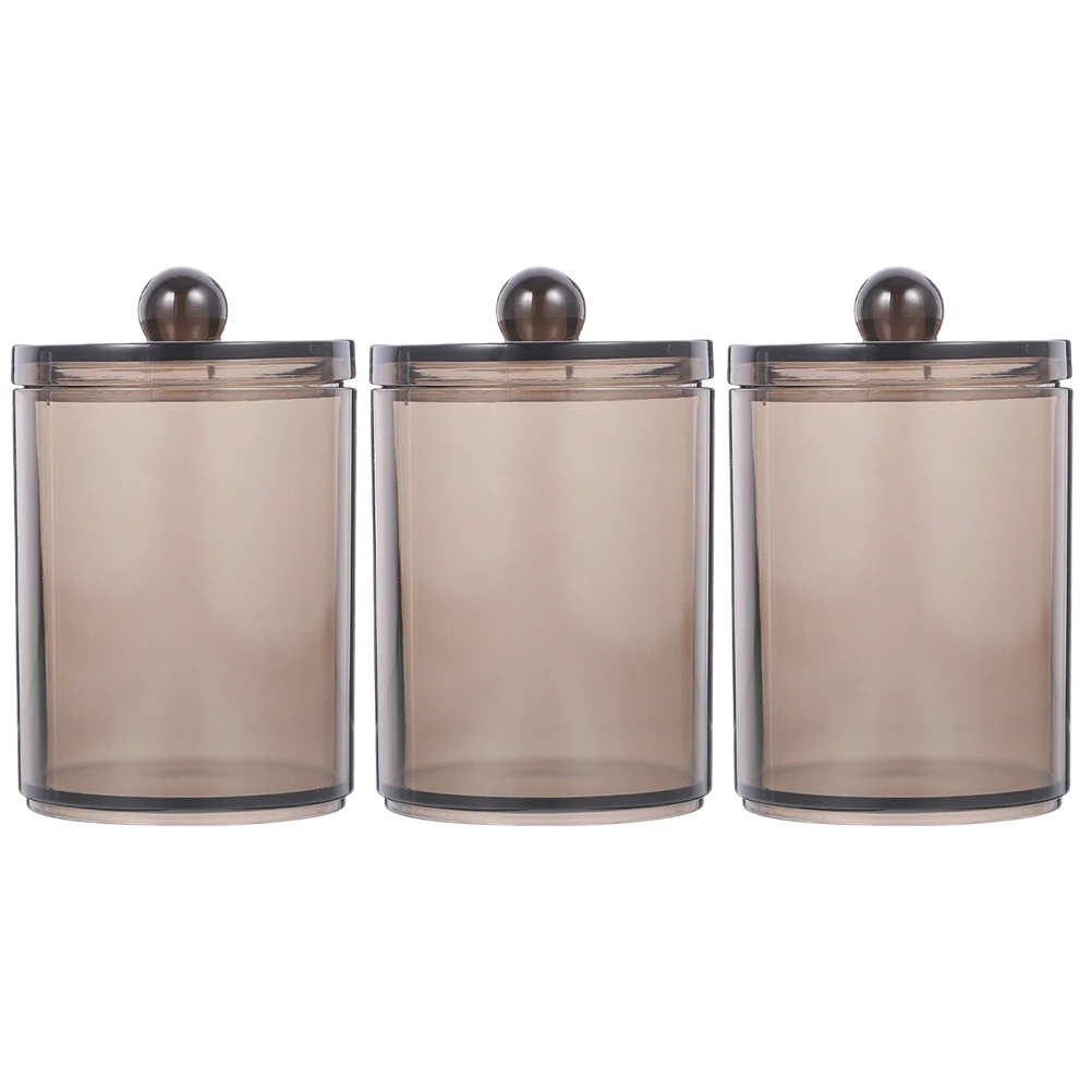 

3pcs Cotton Swab Box Black Transparent Storage Jars Lids Bathroom Container Organizer Small Jars Tidy Desk Space Saving