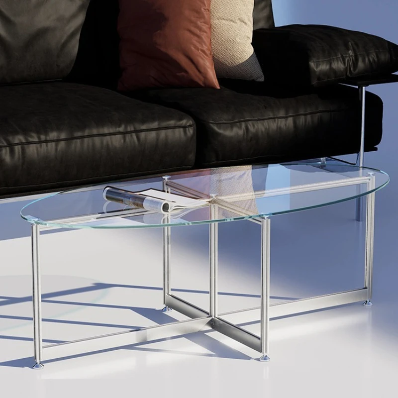 

sofa edge table, simple and fashionable oval tea table, low table, stainless steel suspended coffee