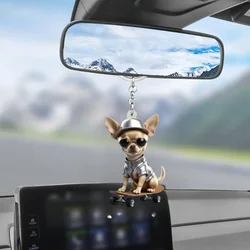 Cool Skateboard Chihuahua Dog Keychain Puppy with Hat Glasses Pendant Versatile Charm Decor for Car,Backpacks,Festive,Party,Gift