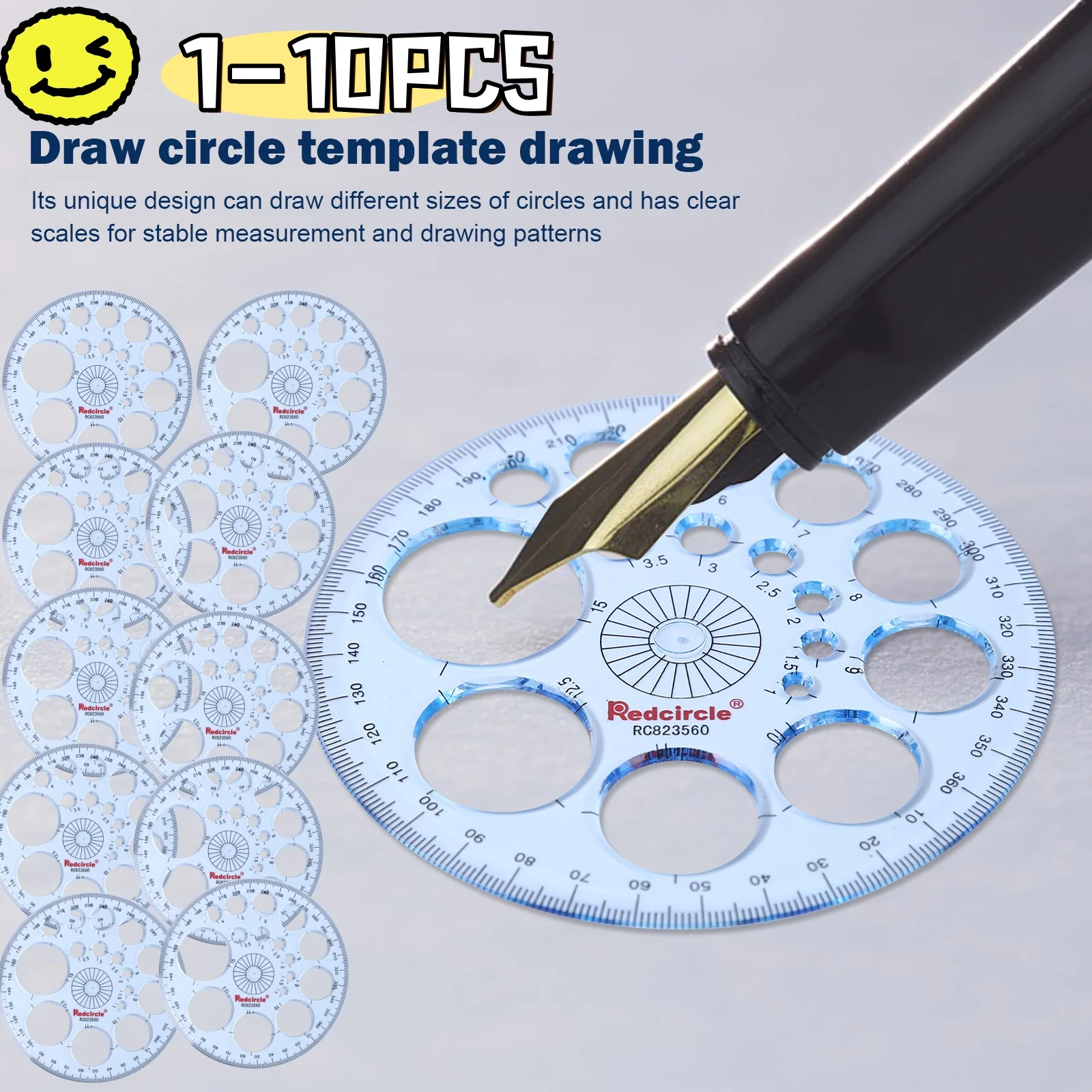 قالب هندسي متعدد الوظائف، دوائر مسطرة قياس بلاستيكية، شكل رسم، أدوات استنسل رسم هندسي لمدرسة المكتب #1