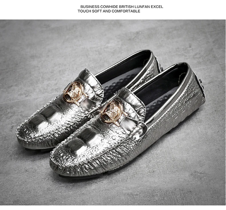 Herren-Slipper mit Krokodilmuster, Frühling/Sommer 2025, Britischer Stil, Glänzendes Leder, Lässige Loafer, Handgefertigt – Detail 25