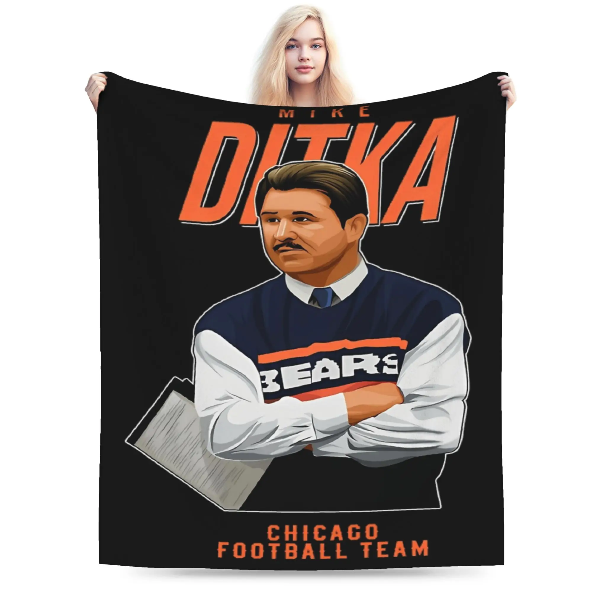 Super Soft RIP Mike Ditka  Throw Blanket Premium Flannel Fleece Lightweight  Bed Blanket Super Cozy Blankets All Season Use