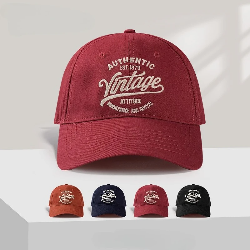 

Unisex American Vintage Baseball Cap with Letter Embroidery - Adjustable Soft Top Retro Hat, Cotton Caps for Men and Women