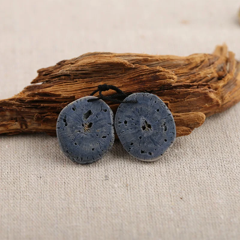 

B&F Round Blue coral Pendant Beads, Handmade Natural stones beads, Polished Stones for jewelry Making Supplies