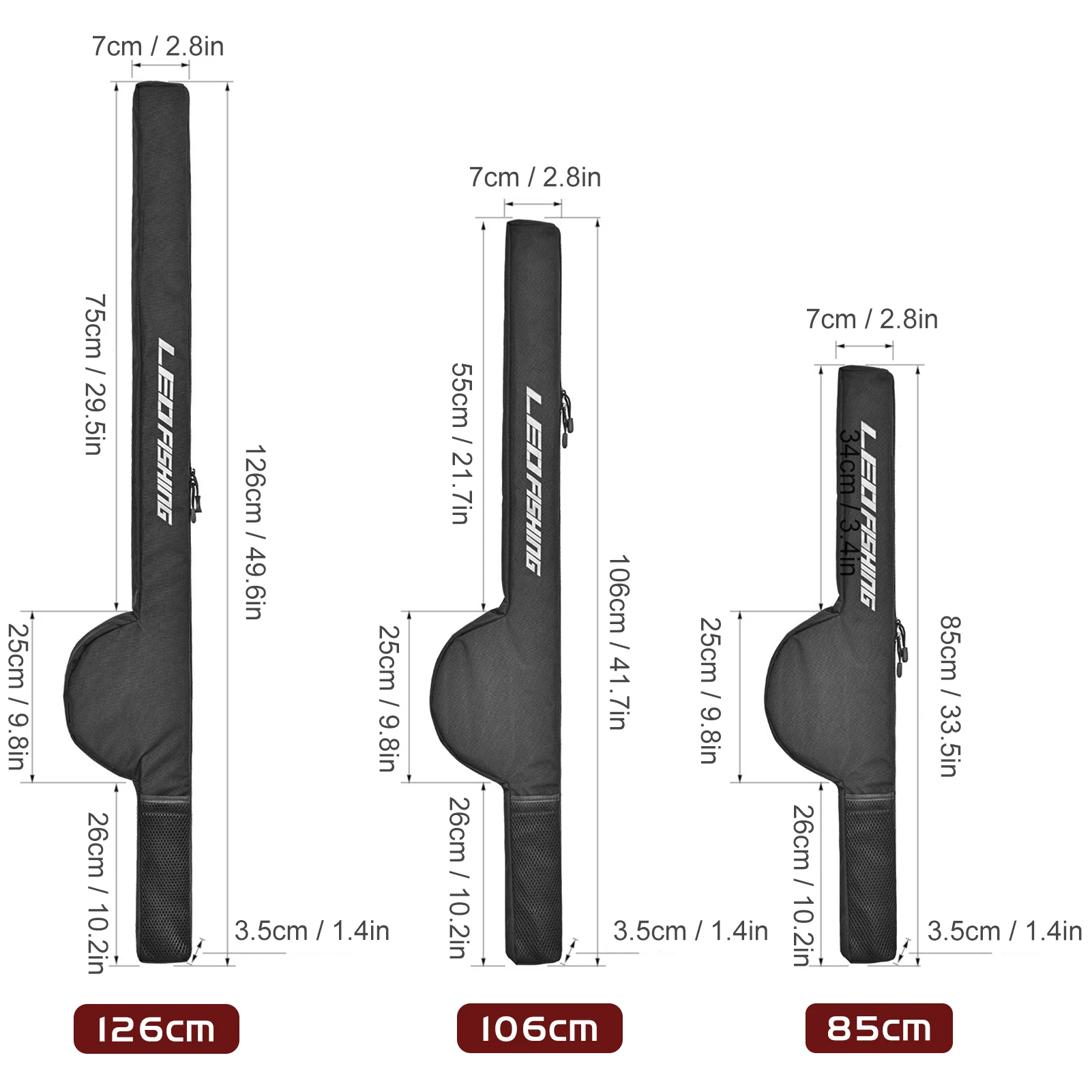 85cm/106cm/126cm Fishing Rod Reel Bag Rod Shoulder Storage Bag Portable Rod Tackle Tool Carrier