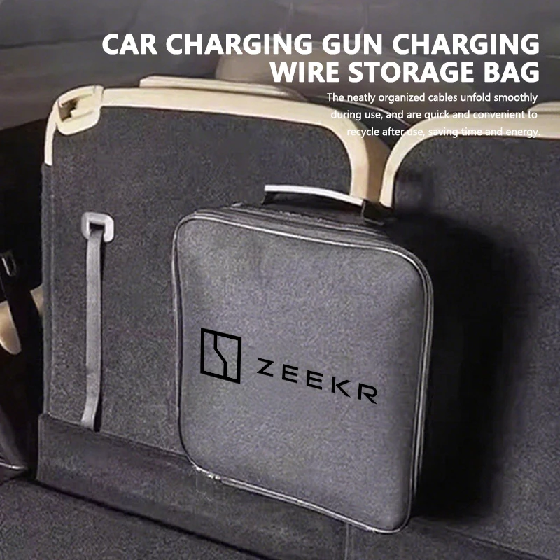 Waterproof Portable EV Car Charging Gun Cable Storage Bag Carry Organizer Container For Zeekr 001 009 003 007 7X X EV 2021‑2025