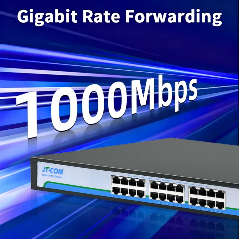 24 Port Gigabit PoE Switch L2- Managed 2 SFP + 2 Gigabit RJ45 Ports Support VLAN QoS IGMP For IP Camera Wireless AP Surveillance