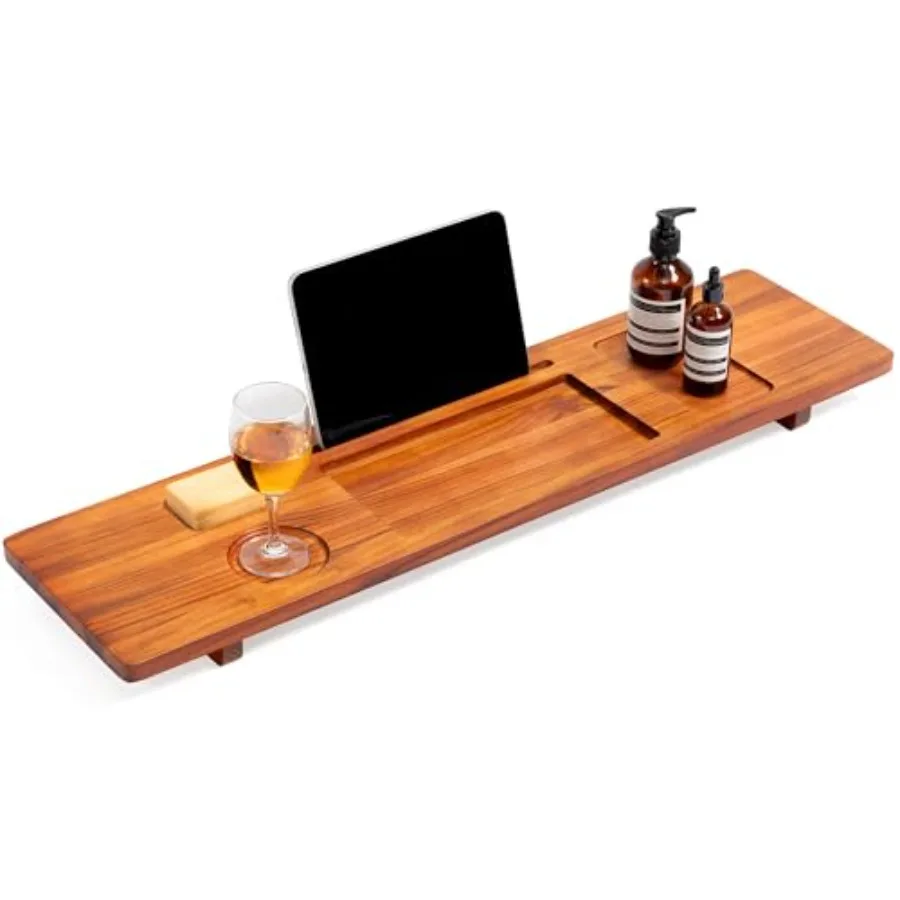 

Luxury Teak Bathtub Caddy Tray -"Expandable Bath Bridge for Freestandg and Standard Tubs - Water-Resistant Solid Wood Spa Organ