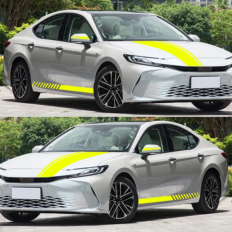 

Car Side Stripes Skirt Stickers Auto Body Hood Bonnet Sports Style Decals For Tesla Model 3 Model Y Model S Model X Accessories